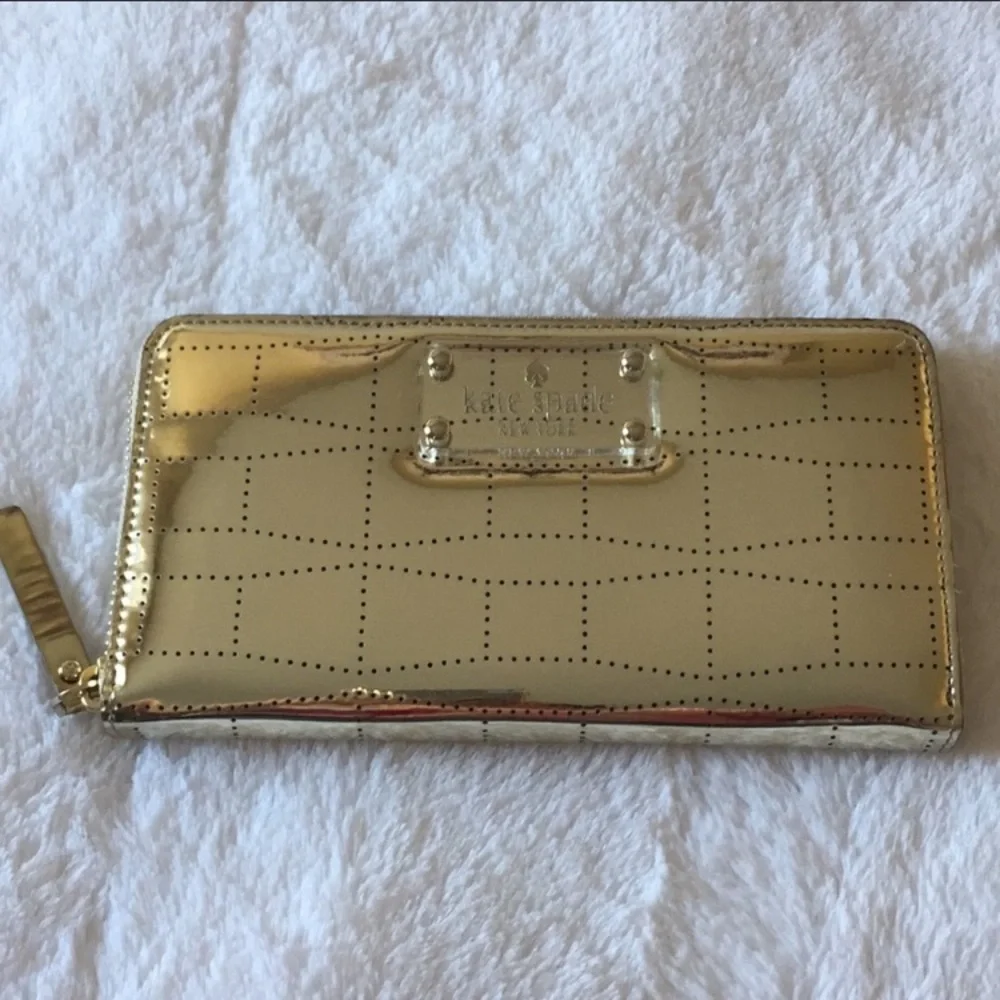 NWOT KATE♠️SPADE MIRROR METALLIC GOLD WALLET
